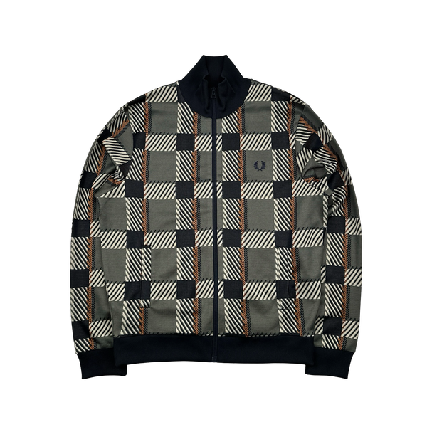 Fred Perry Checked Patterned Zipped Track Top - Medium