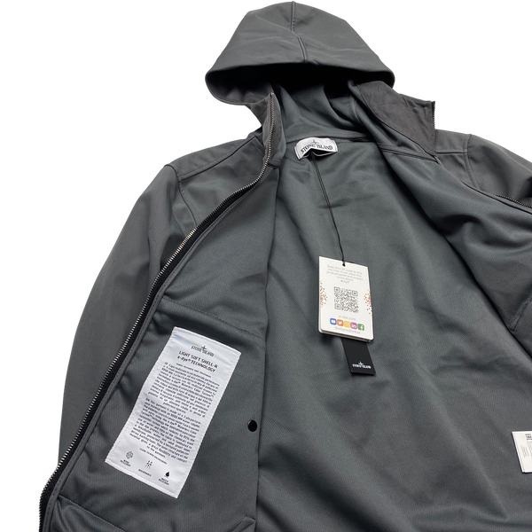 Stone Island 2021 Grey Soft Shell e-Dye Hooded Jacket - Medium
