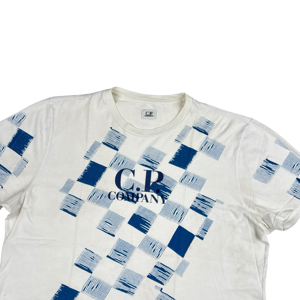 CP Company Cotton White Blue Graphic T Shirt - XL