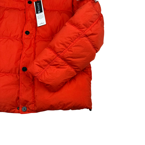 Stone Island 2025 Red Garment Dyed Crinkle Reps NY Puffer Jacket - Small