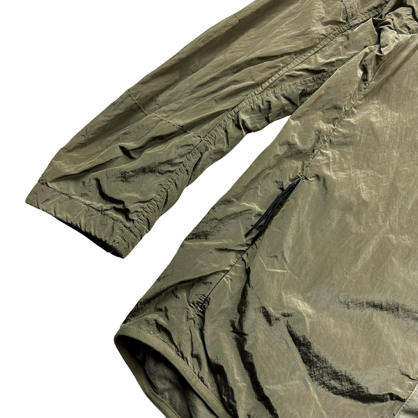 Stone Island Khaki Shimmer Nylon Metal Cotton Lined Overshirt - Medium