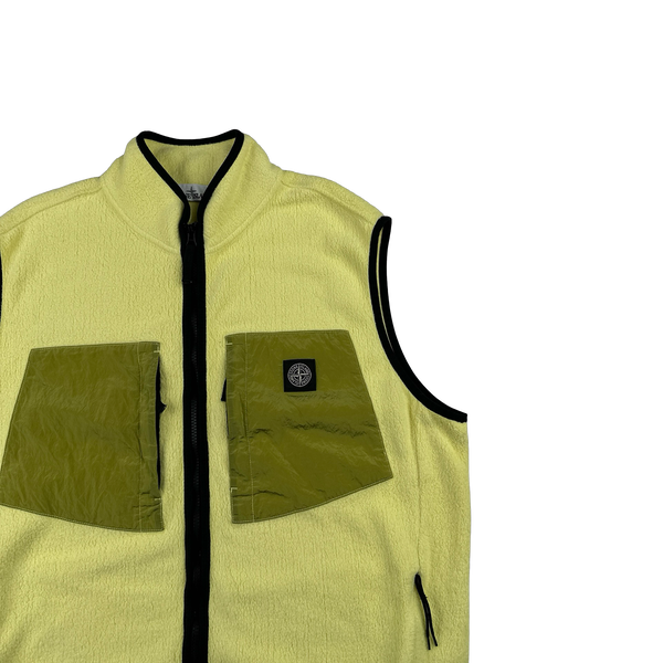 Stone Island 2017 Yellow Cotton Fleece Nylon Metal Pocket Gilet - XXL