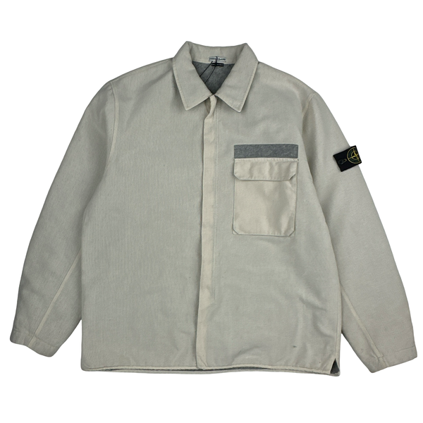 Stone Island 2003 Cream Heavyweight Lined Cotton Chore Jacket - XXL