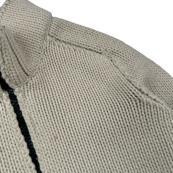 Stone Island 2004 Cream Cotton Heavyweight Knit Jumper - Small