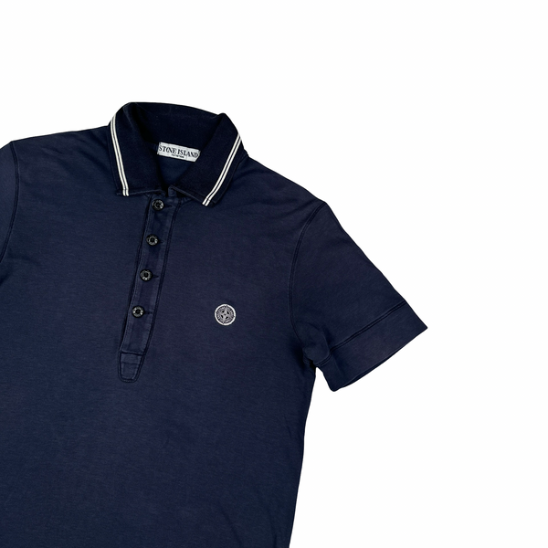 Stone Island 2009 Navy Cotton Spellout Polo Shirt - Medium