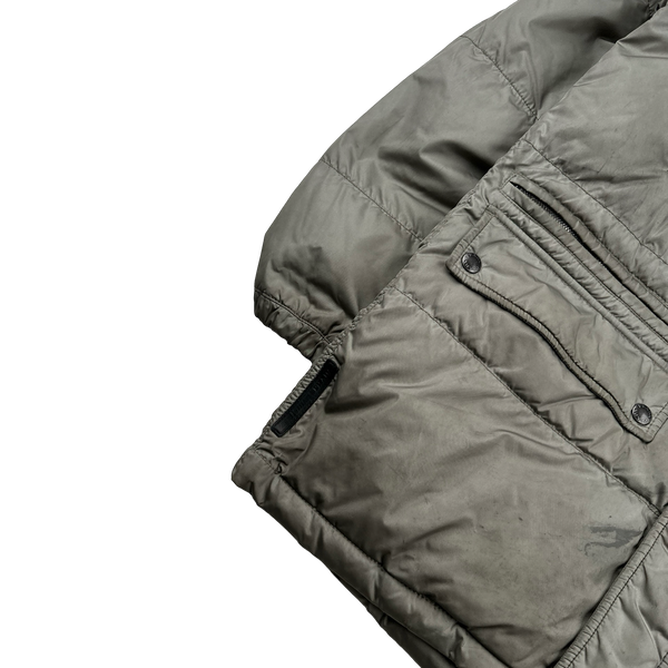 Prada Silver Coyote Fur Hood Black Tab Parka Jacket - Small