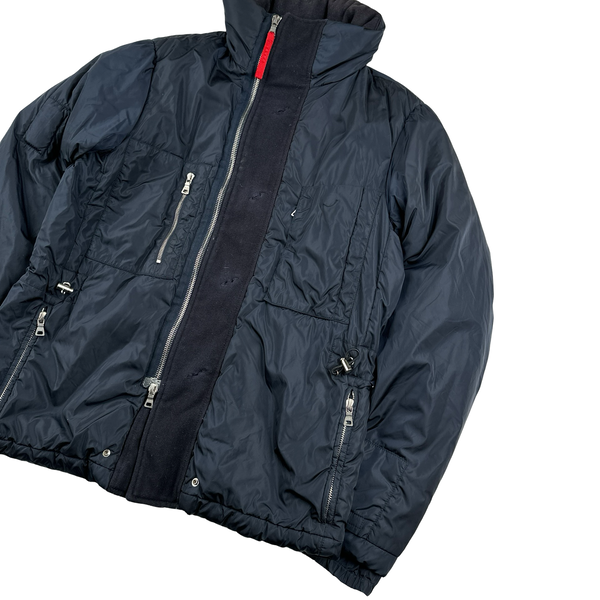 Prada Sport Insulated Navy Nylon Red Tab Zip Padded Jacket - Large