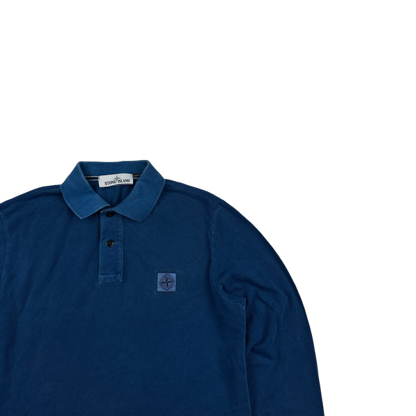Stone Island Blue Longsleeved Polo Shirt - Medium