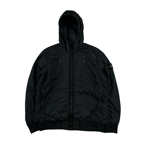 Stone Island 2022 Black Crinkle R-NY Garment Dyed Jacket - Medium