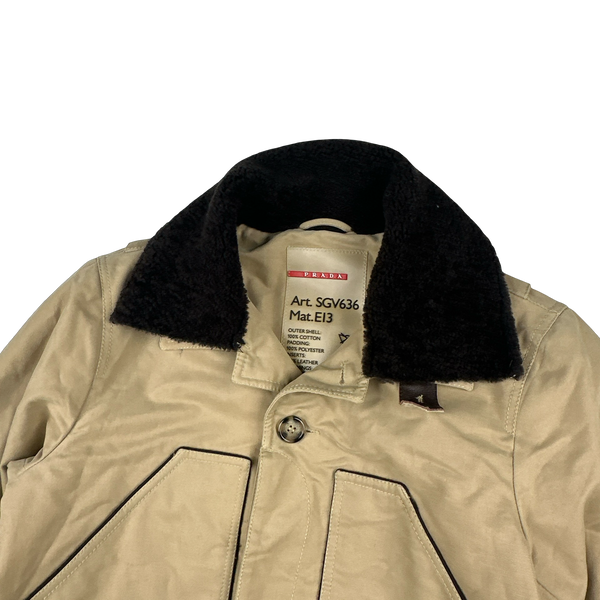 Prada Tan Multi-Pocket Shearling Club Jacket - Large