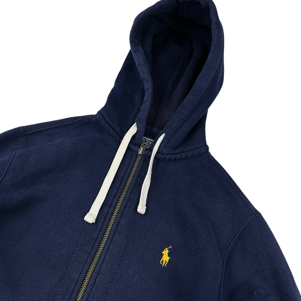 Ralph Lauren Navy Thick Cotton Zipped Hoodie - Small