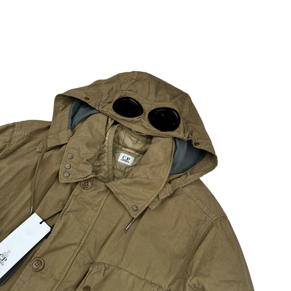 CP Company 50 Fili Down Filled Brown Goggle Jacket - Medium, Large