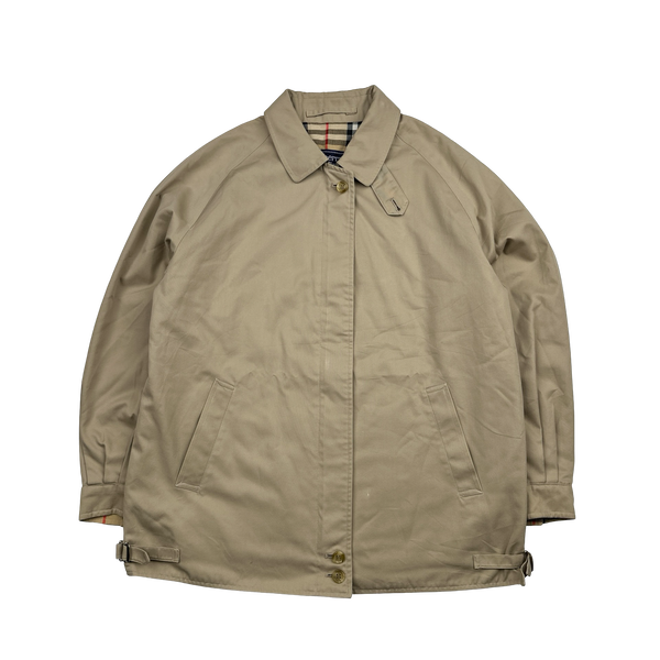 Burberry Nova Check Lined Tan Harrington Jacket - Small