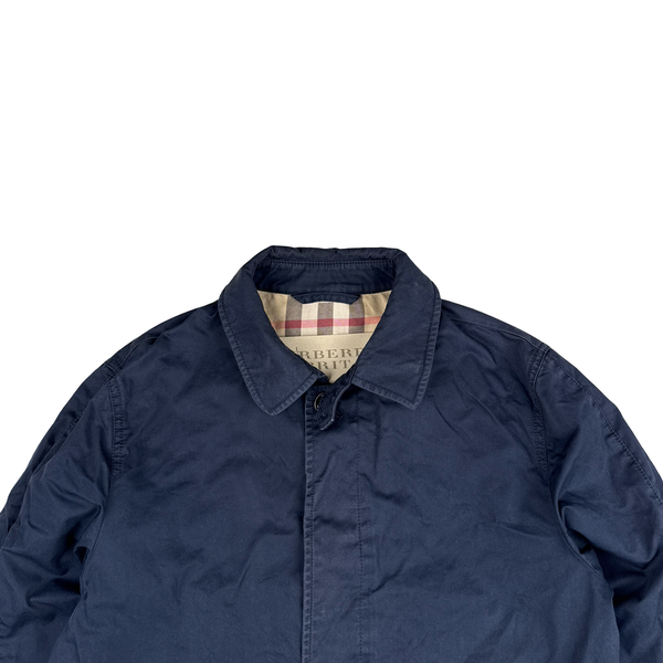 Burberry Brit Navy Nova Check Lined Trench Coat - Small