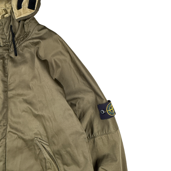 Stone Island 2005 Khaki Green Raso Floccato Riot Mask Sniper Jacket - XL