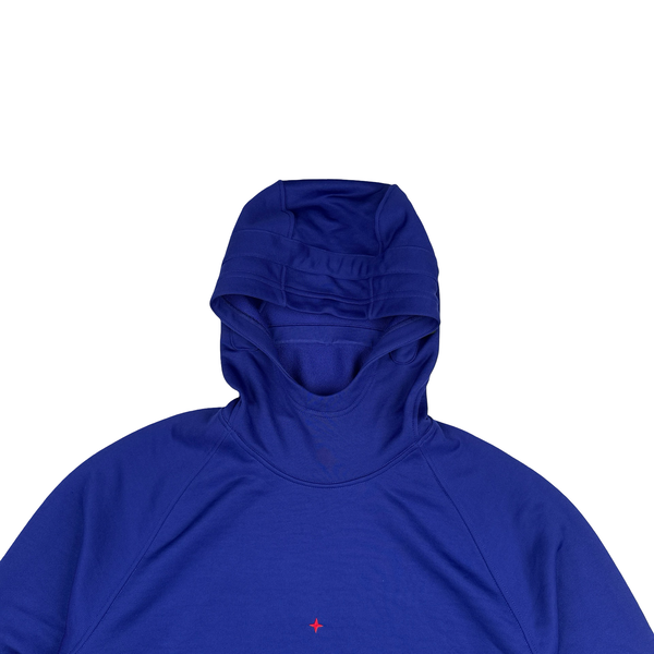 Stone Island Marina 2022 Electric Blue Spellout Pullover Hoodie - Large
