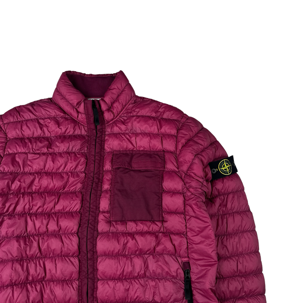 Stone Island 2018 Burgundy Micro Yarn Down Puffer Overshirt - 3XL