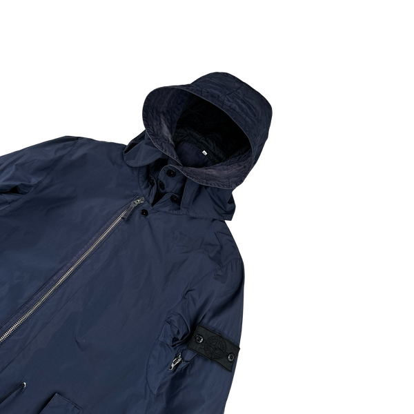 Stone Island 2013 Shadow Project Navy Quilted Fishtail Long Parka Jacket - Medium