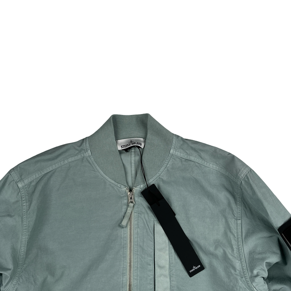 Stone Island 2023 Baby Blue Cupro Cotton Twill-TC Bomber Jacket - Small - XL