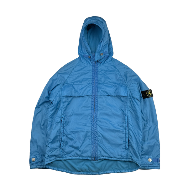 Stone Island AW2000 Baby Blue Vintage Fleece Lined Nylon Jacket - Medium