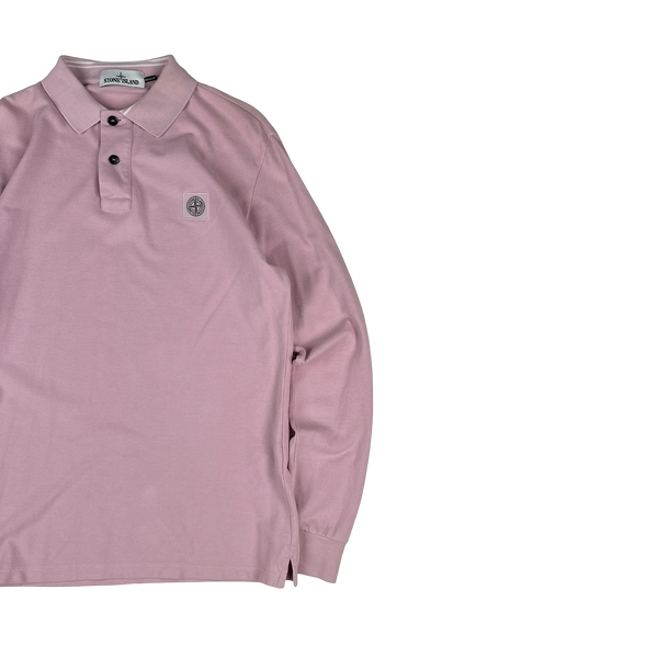 Stone Island Pink Cotton Long Sleeve Polo Shirt - Medium