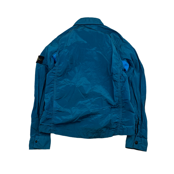 Stone Island 2018 Blue Nylon Metal Shimmer Overshirt - Small