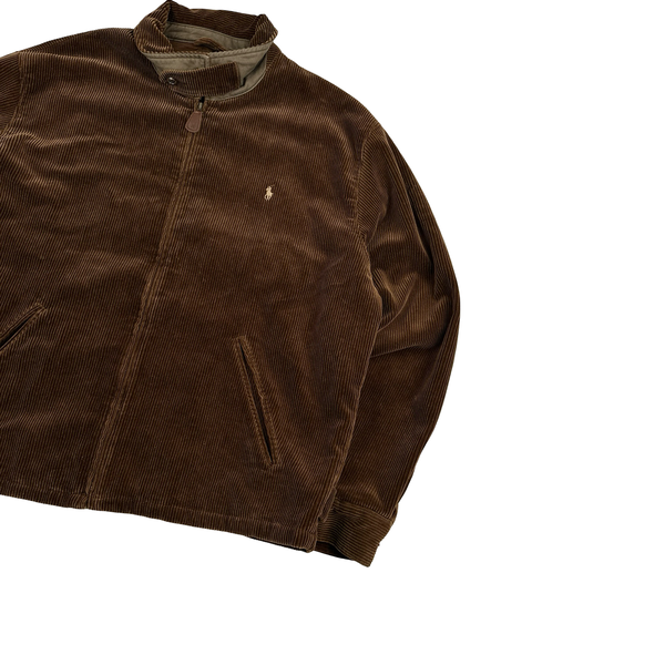 Ralph Lauren Brown Corduroy Cotton Lined Zipped Jacket - XL