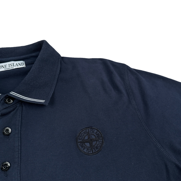 Stone Island Navy Vintage Compass Spellout Cotton Polo - XL
