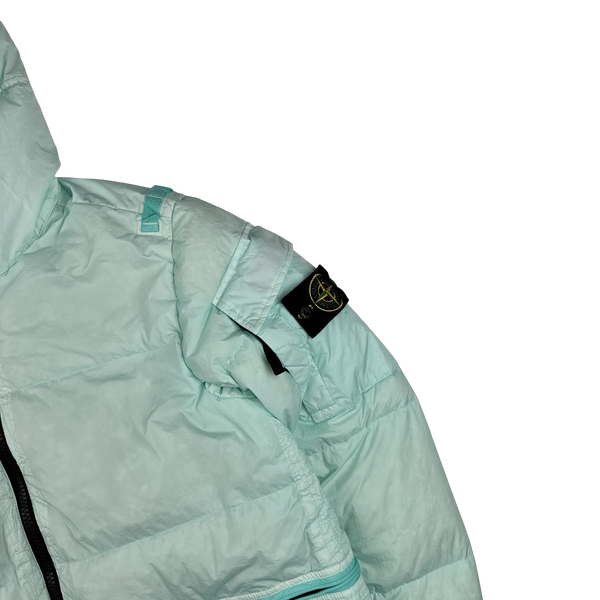 Stone Island 2022 Mint Green Crinkle R-NY Down Puffer Jacket - Medium