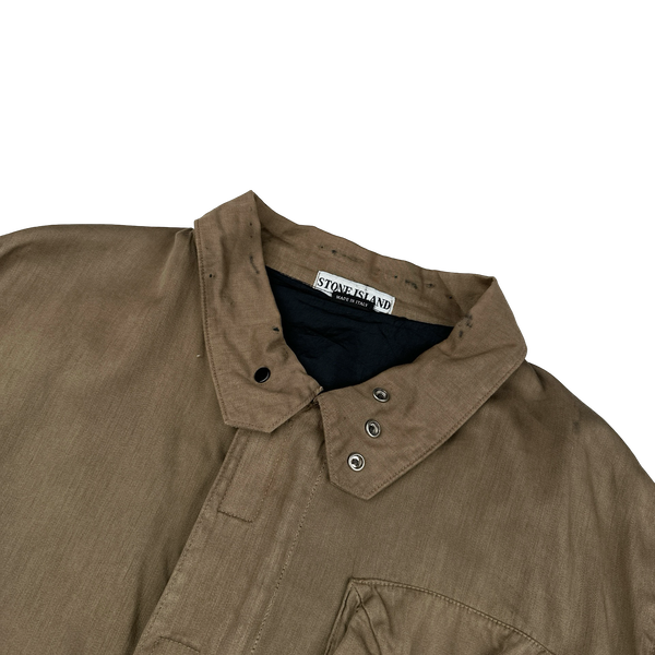 Stone Island 2002 Camel Raso Gommato Field Jacket - Large