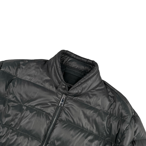 Prada Grey Triangle Logo Plaque Zipped Puffer Jacket - XXL