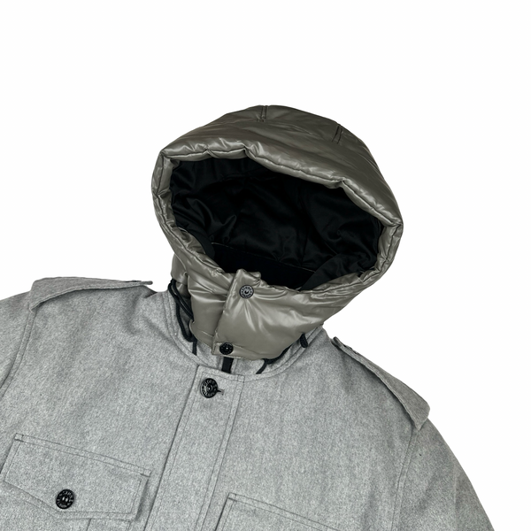 Stone Island 2014 Grey Ice Wool Blend Down Field Jacket - XXL