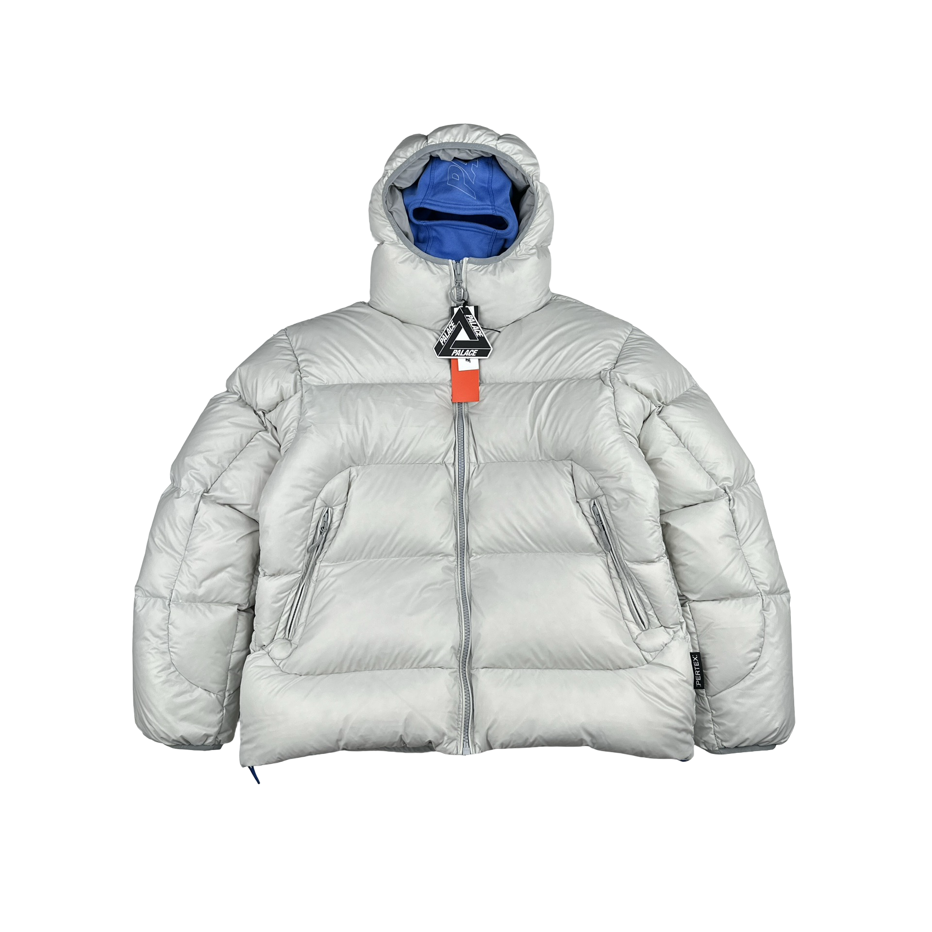 Palace 2024 White Matte Pertex Down Filled Blue Balaclava Puffer 