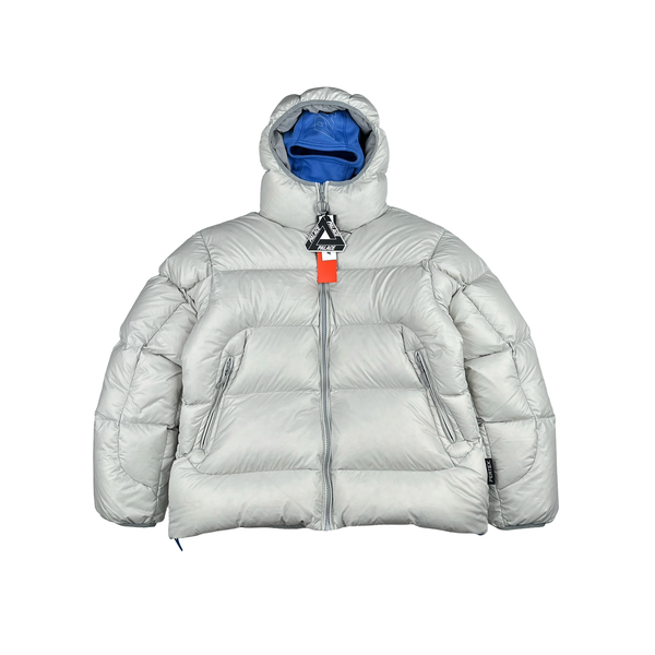 Palace 2024 White Matte Pertex Down Filled Blue Balaclava Puffer Jacket - Medium