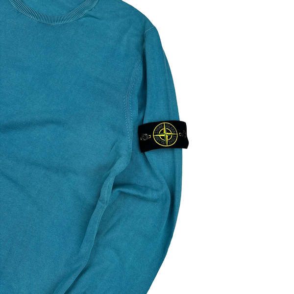 Stone Island 2015 Blue Cotton Knitted Crewneck Jumper - XL