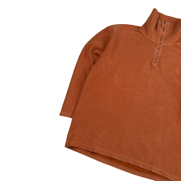 Stone Island Vintage 1994 Orange Quater Zip Green Edge Wool Blend Jumper - Large