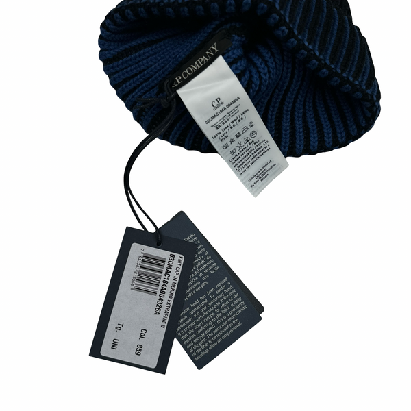 CP Company 00s Blue Two Tone Merino Extrafine Beanie