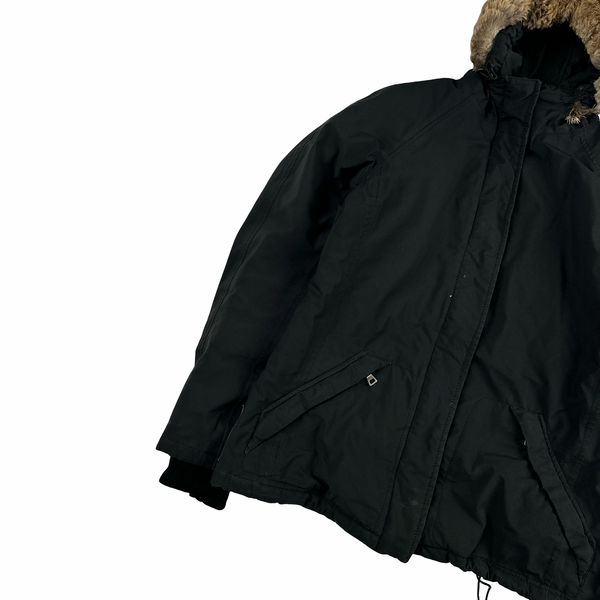 Prada Black Racoon Fur Hood Goretex Parka Jacket - XS