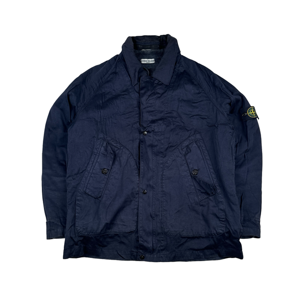 Stone Island 2003 Vintage Raso Gommato Dutch Rope Fleece Lined Jacket - XL
