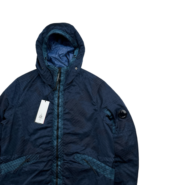 CP Company Blue M Bossed Hooded Jacket - Large