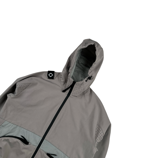 Ma Strum Grey Double Layer Nylon Hooded Jacket - Medium