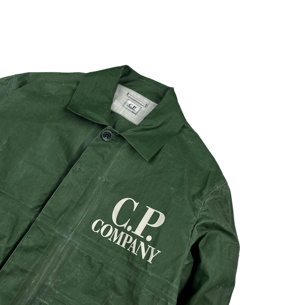CP Company Green TOOB Two Spellout Collared Jacket - Large