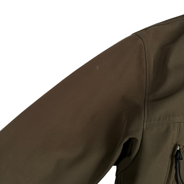 CP Company Brown Soft Shell Goggle Hooded Zipped Jacket - XL