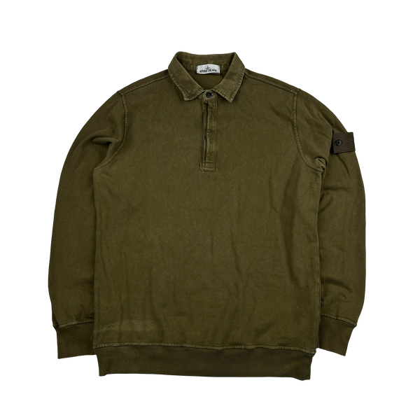 Stone Island 2015 Khaki Ghost Piece Cotton Pullover Collared Polo - XL
