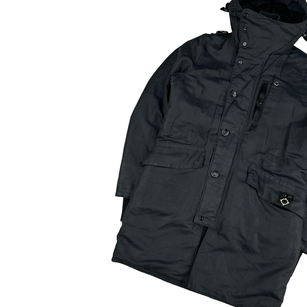 Ma Strum Dark Grey Quilted Multipocket Buttoned Jacket - Medium