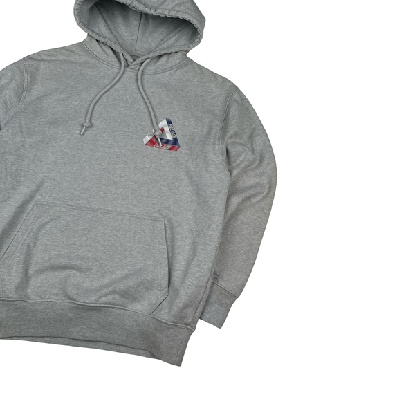 Palace Graphic Grey Cotton Spellout Hoodie - Small