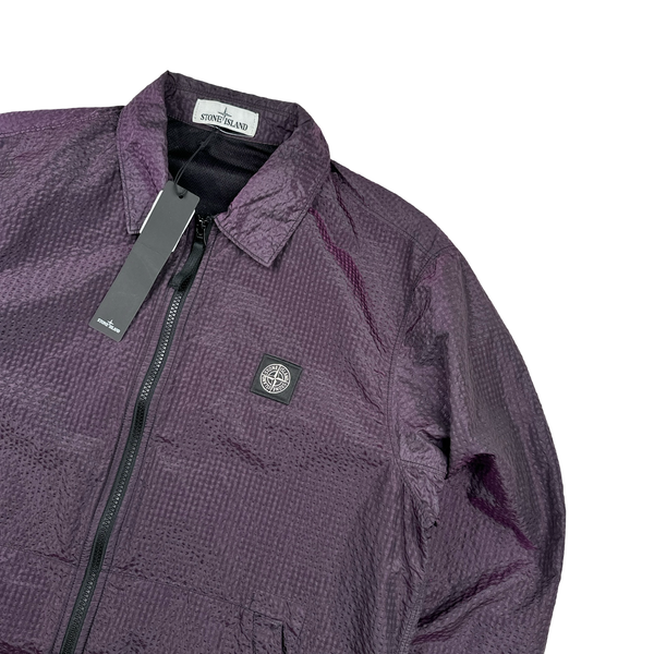 Stone Island Seersucker Purple Nylon Overshirt - Large