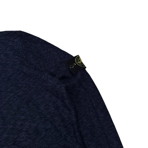 Stone Island Navy Fine Knit Marl Jumper - Small