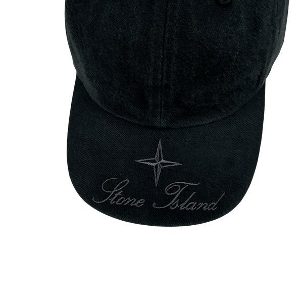 Stone Island X Supreme 2023 Black Canvas Vintage Spellout Cap