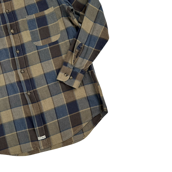 CP Company Brown Blue Squared Cotton Shirt - Large